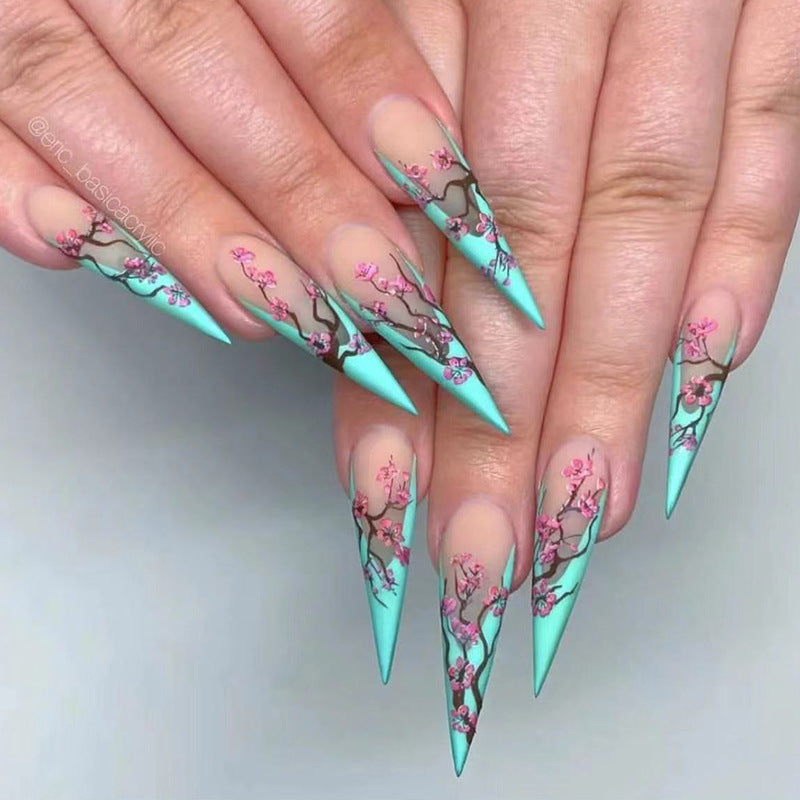 Faux ongles portables au style européen et américain, conçus avec des motifs multicolores