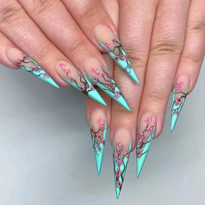 Faux ongles portables au style européen et américain, conçus avec des motifs multicolores