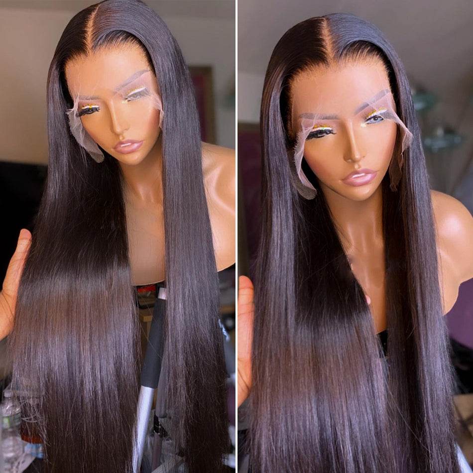 Perruque Transition Naturelle Noire - Cheveux Longs et Lisses - Afrotix