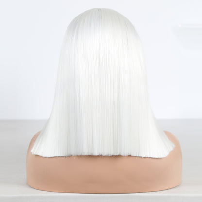 Perruques Courtes Style Bob T Blancs avec Dentelle et Baby Hair
