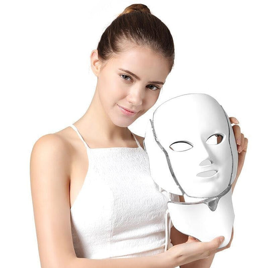 7 Color Photon LED Facial Neck Mask For Skin Rejuvenation, Acne, Pore, Anti-Aging Beauty Light Therapy Light For Home Use eprolo