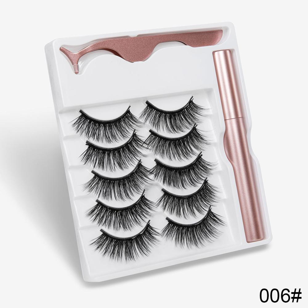 5 Pairs Magnetic Eyelashes Natural long Magnetic Eyeliner Magnetic False Eyelashes Tweezer Set Makeup Set Eyelash Extension eprolo