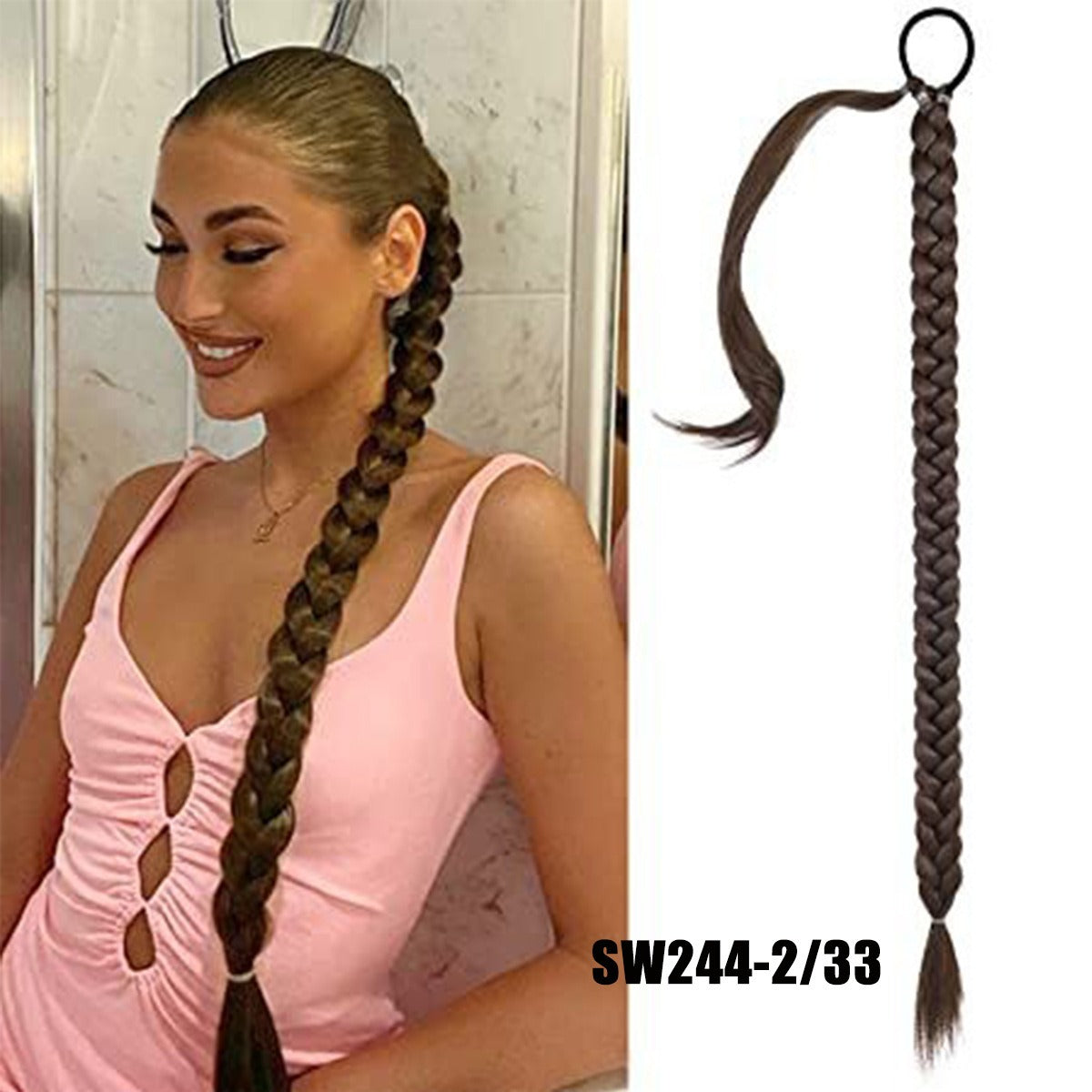 Fake Braid New Fashion Chemical Fiber Wig Female Long Braid Hair Extensions Hair Band Type Hair Extensions Braid Wig Ponytail eprolo