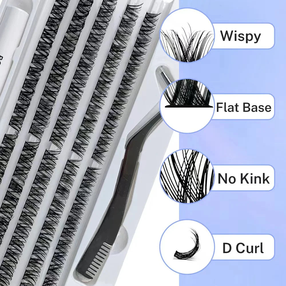 Kit d'extension de faux cils à faire soi-même, aspect naturel, 120 grappes, vente à chaud