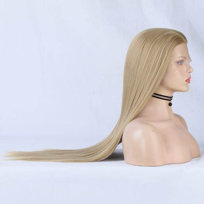 Perruque Linen en dentelle frontale ombrée, perruque synthétique avec raie au milieu - Afrotix