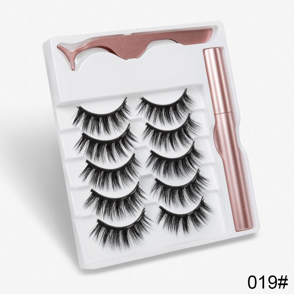5 Pairs Magnetic Eyelashes Natural long Magnetic Eyeliner Magnetic False Eyelashes Tweezer Set Makeup Set Eyelash Extension eprolo