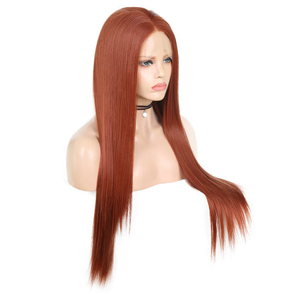 Hand Groove 13*2. 350# Chemical Fiber Front Lace Wig Headgear Long Straight Hair Natural Hairline Wig eprolo