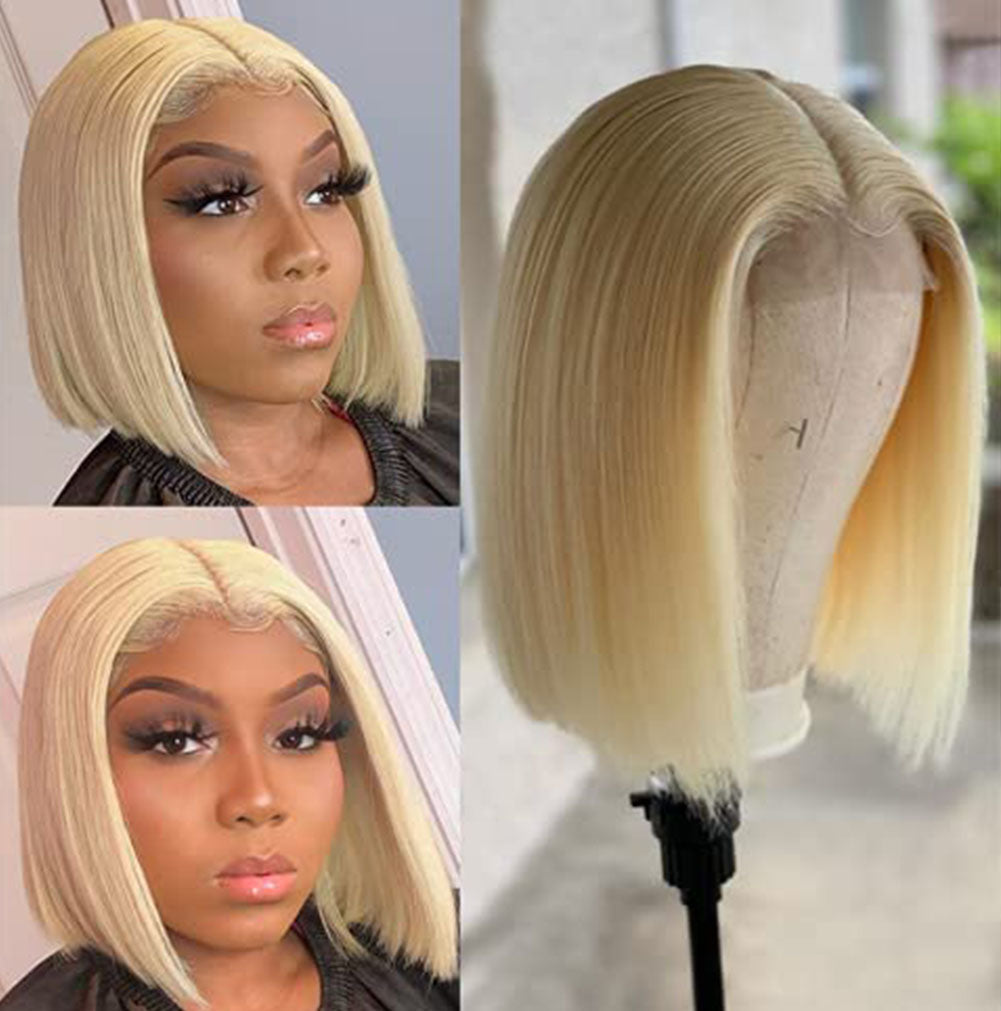 Hand Groove 13*2.5 Chemical Fiber Front Lace Wig Headgear 613# Wave Hair Natural Straight Hairline Wig eprolo