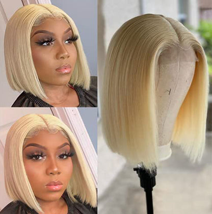 Hand Groove 13*2.5 Chemical Fiber Front Lace Wig Headgear 613# Wave Hair Natural Straight Hairline Wig eprolo