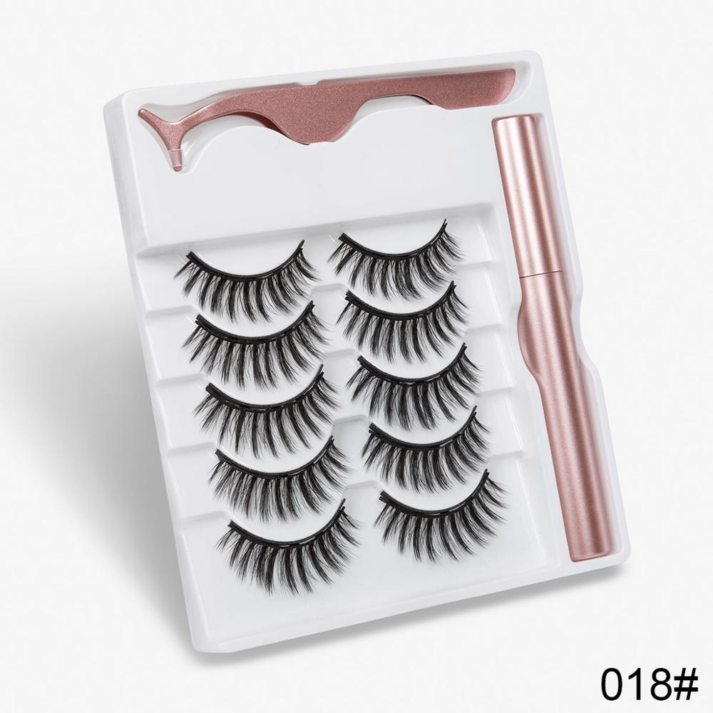 5 Pairs Magnetic Eyelashes Natural long Magnetic Eyeliner Magnetic False Eyelashes Tweezer Set Makeup Set Eyelash Extension eprolo