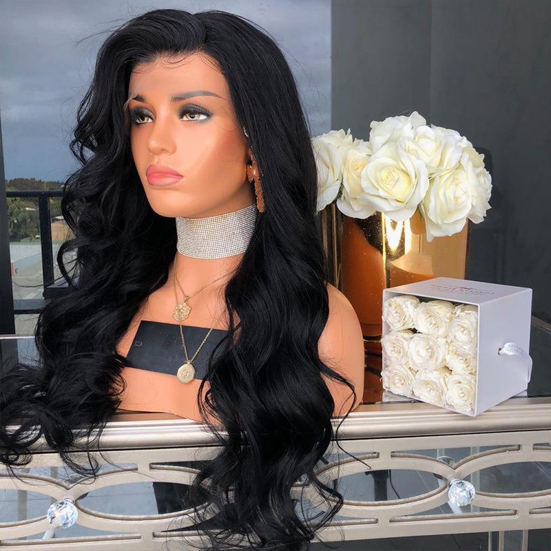 Hair Body Wave Lace Front Wigs for Women Black Color Synthetic Hair Glueless Lace Wigs with Natural Hairline eprolo