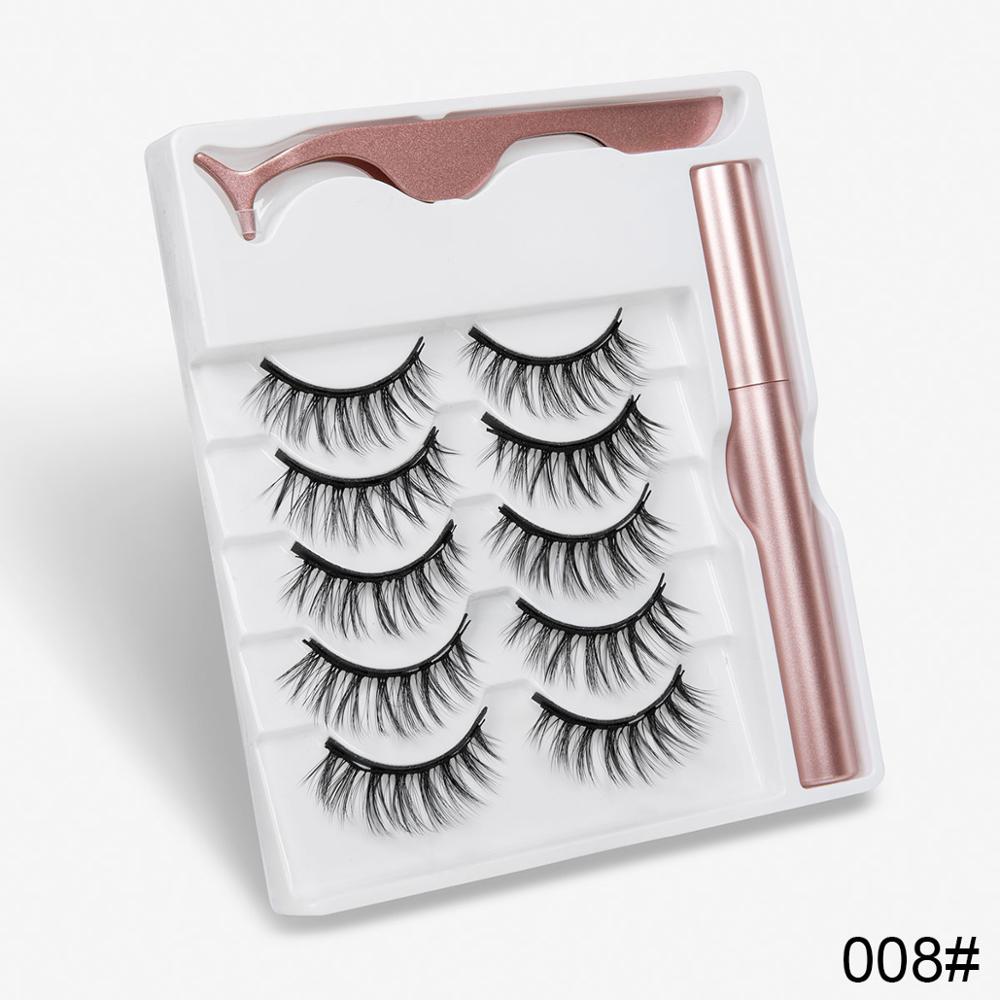 5 Pairs Magnetic Eyelashes Natural long Magnetic Eyeliner Magnetic False Eyelashes Tweezer Set Makeup Set Eyelash Extension eprolo