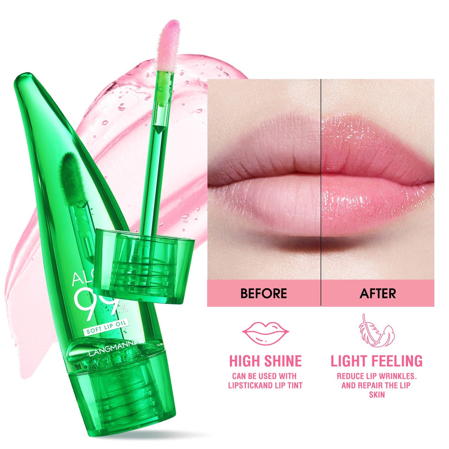 langmannni  Aloe vera lip gloss, temperature-sensitive color-changing lip glaze, moisturizing and protective lipstick, lip oil eprolo