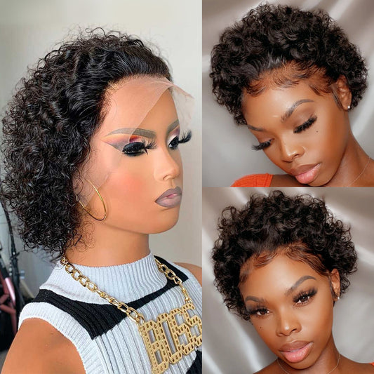 Perruque Front Lace - Coupe Courte Pixie - Cheveux 100 % Naturels