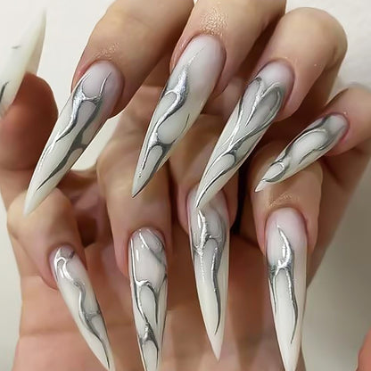 Faux ongles portables au style européen et américain, conçus avec des motifs multicolores