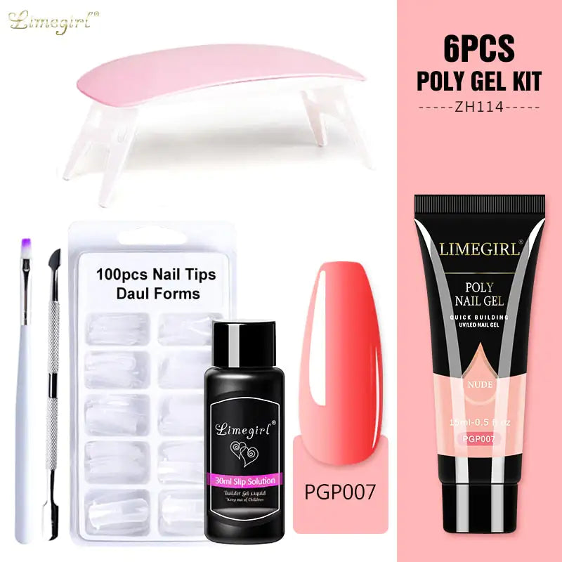 Poly nail Gel Kit With 54W UV Lamp - Afrotix