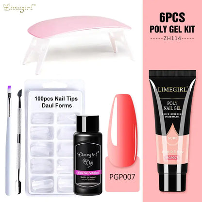 Poly nail Gel Kit With 54W UV Lamp - Afrotix