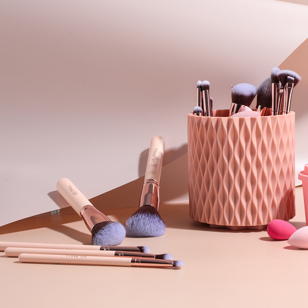 Juego de 18 brochas de maquillaje: con cubo giratorio y esponja para polvos