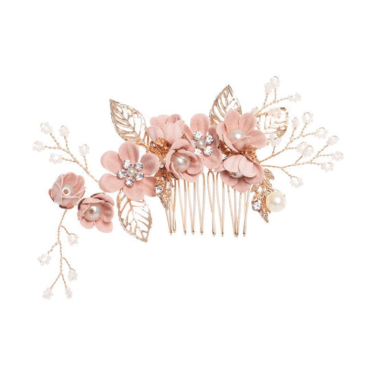 Peignes à cheveux de luxe à fleurs accessoires de cheveux de mariage, feuilles d'or,