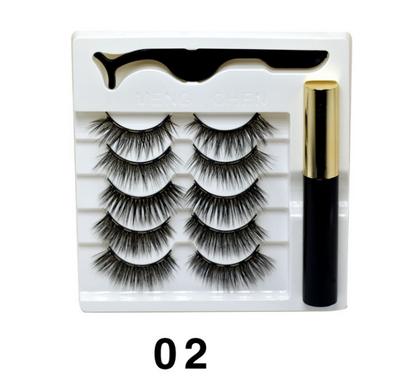 5pairs Magnet Eyelash Magnetic Liquid Eyeliner& Magnetic False Eyelashes & Tweezer Set Waterproof Long Lasting Eyelash Extension eprolo