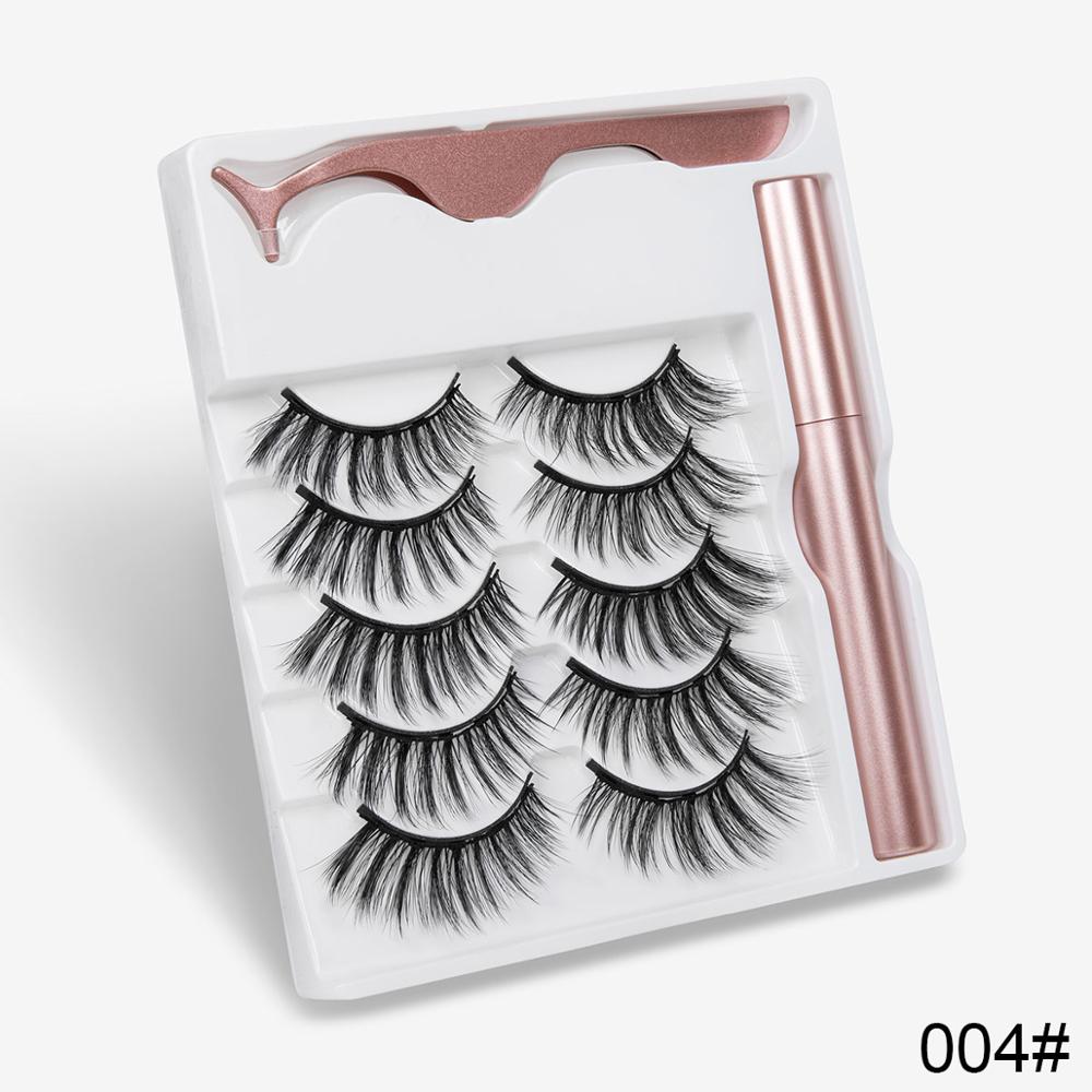5 Pairs Magnetic Eyelashes Natural long Magnetic Eyeliner Magnetic False Eyelashes Tweezer Set Makeup Set Eyelash Extension eprolo