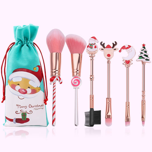 Christmas Makeup Brushes Set Soft Synthetic Hair Cosmetic Eyeliner Foundation Powder Blending Eye Shadow Makeup Tools eprolo