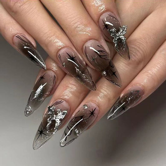Arco usa manicura uñas largas almendradas uñas postizas.