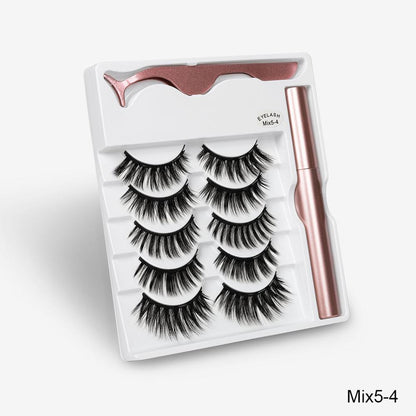 5 Pairs Magnetic Eyelashes Natural long Magnetic Eyeliner Magnetic False Eyelashes Tweezer Set Makeup Set Eyelash Extension eprolo