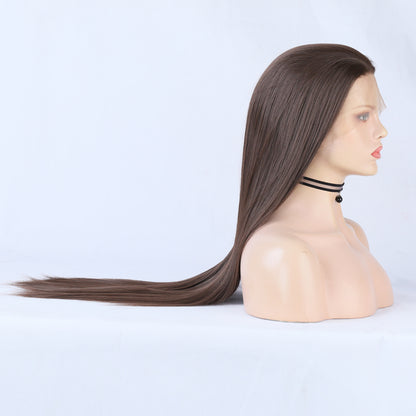 Wigs Ladies Wigs Long Straight Hair Front Lace Chemical Fiber Ladies Wigs Head Covers Large Lace wigs eprolo