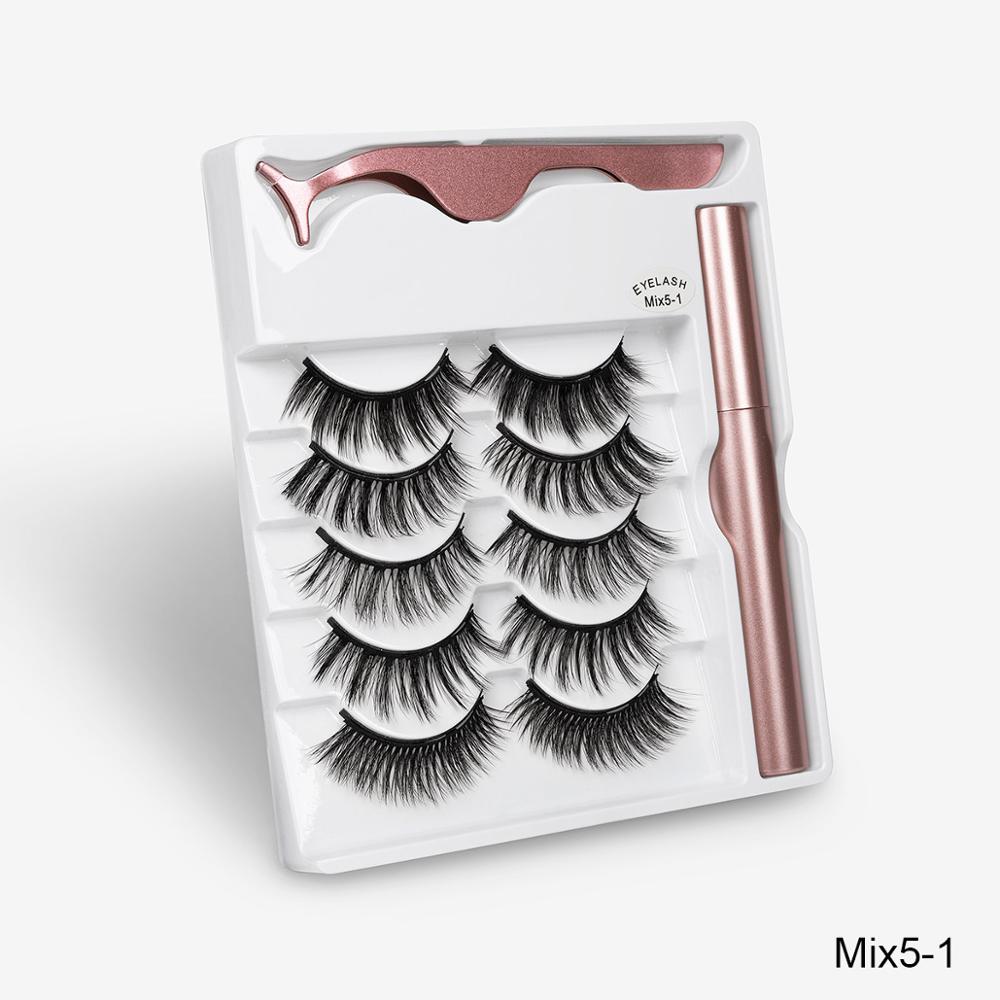 5 Pairs Magnetic Eyelashes Natural long Magnetic Eyeliner Magnetic False Eyelashes Tweezer Set Makeup Set Eyelash Extension eprolo