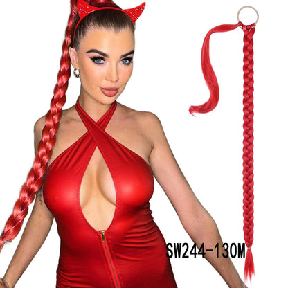 Fake Braid New Fashion Chemical Fiber Wig Female Long Braid Hair Extensions Hair Band Type Hair Extensions Braid Wig Ponytail eprolo