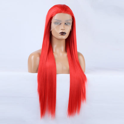 Ladies Red Wig Front Lace Large Lace Ladies Chemical Fiber Wig Headgear Lace wigs Long Straight Hair eprolo