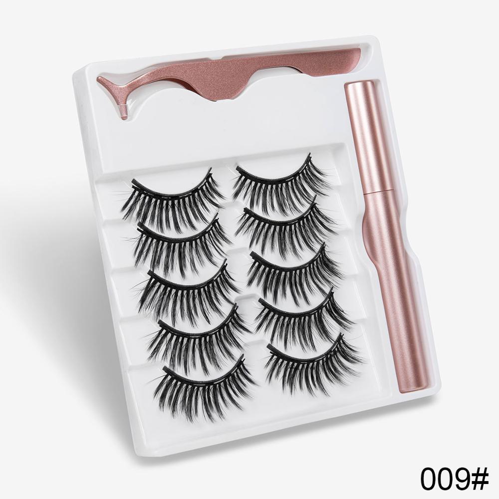 5 Pairs Magnetic Eyelashes Natural long Magnetic Eyeliner Magnetic False Eyelashes Tweezer Set Makeup Set Eyelash Extension eprolo