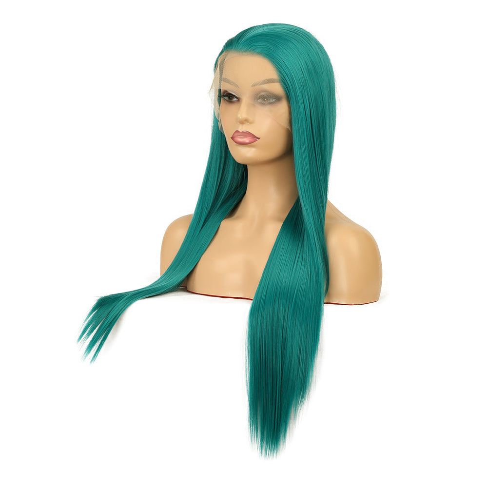 Green Wig - Natural Realistic Long Straight Hair