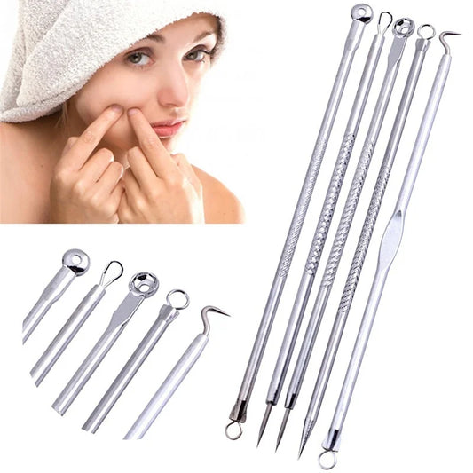 5pcs Women Beauty Pimple Blemish Comedone Acne Needle Extractor Remover Tools Needles Pimple Kit Makeup Tools eprolo