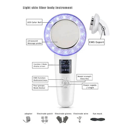 6-in-1 EMS Body Slimming Massager: RF Ultrasonic Cavitation & Anti-Cellulite Fat Burner - Afrotix