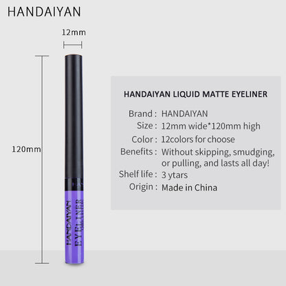 Makeup Color Eyeliner Matte Quick-Drying Liquid Eyeliner No Smudging MSDS Certified 12Pcs eprolo