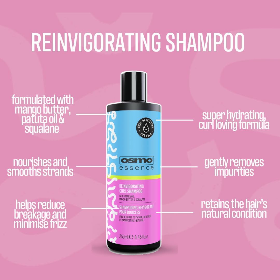 Osmo Essence Reinvigorating Shampoo. Super-Hydrating Pataua Oil & Mango Butter. Ideal for Curly hair types. 200ml. Afrotix