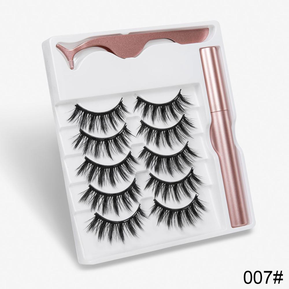 5 Pairs Magnetic Eyelashes Natural long Magnetic Eyeliner Magnetic False Eyelashes Tweezer Set Makeup Set Eyelash Extension eprolo