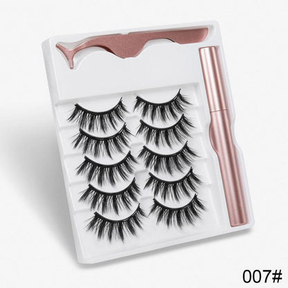 5 Pairs Magnetic Eyelashes Natural long Magnetic Eyeliner Magnetic False Eyelashes Tweezer Set Makeup Set Eyelash Extension eprolo