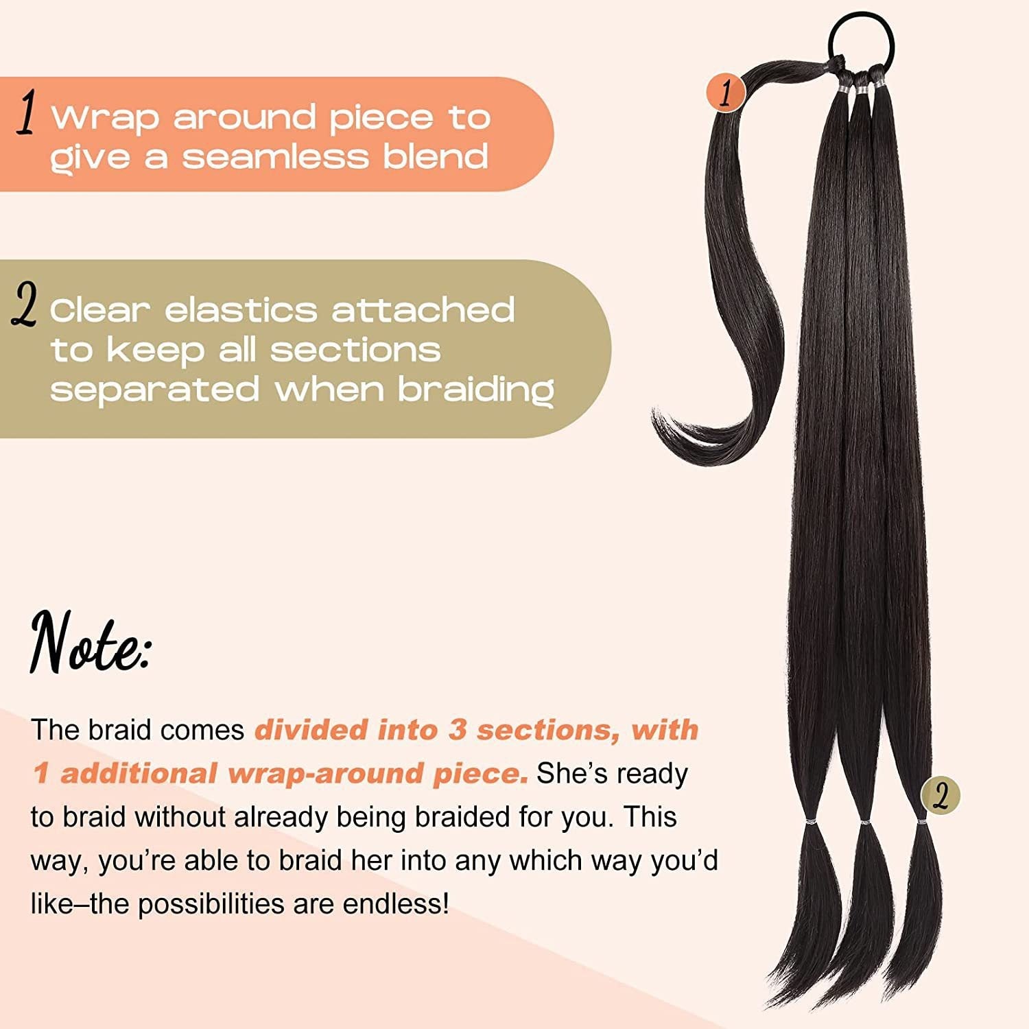 Fake Braid New Fashion Chemical Fiber Wig Female Long Braid Hair Extensions Hair Band Type Hair Extensions Braid Wig Ponytail eprolo
