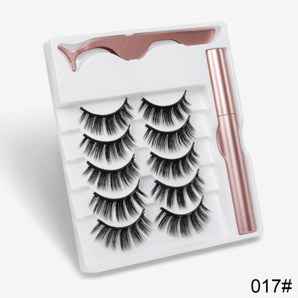 5 Pairs Magnetic Eyelashes Natural long Magnetic Eyeliner Magnetic False Eyelashes Tweezer Set Makeup Set Eyelash Extension eprolo