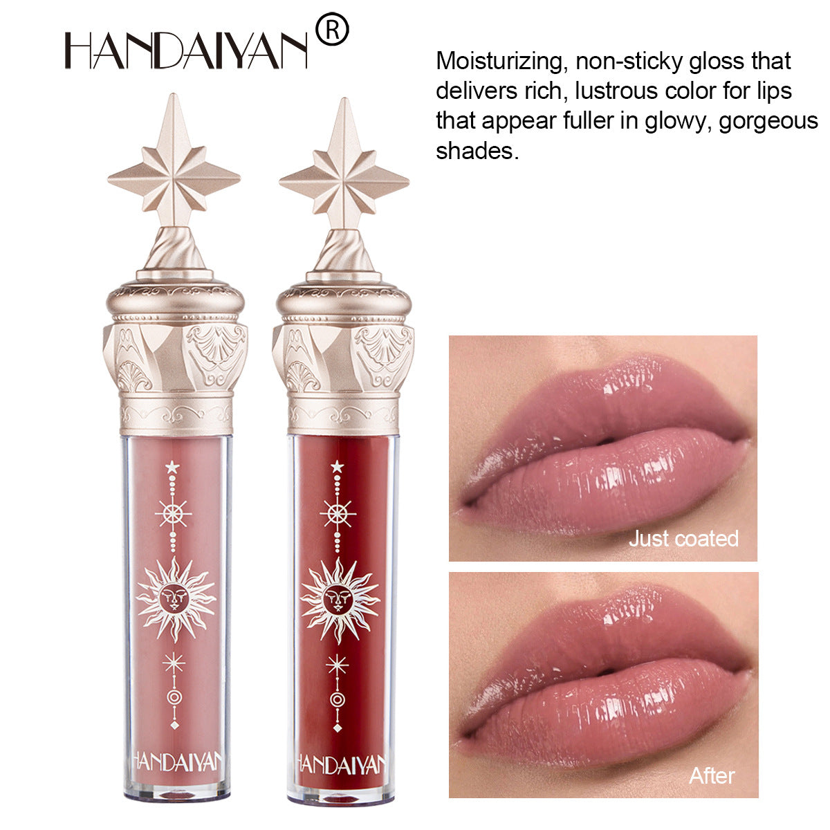 HANDAIYAN  Lip Gloss Lipstick Water Gloss Film Mirror Lip Glaze Glass Lip Gloss Moisturizing Lasting And Not Easy To Fade eprolo