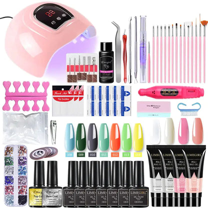 Poly nail Gel Kit With 54W UV Lamp - Afrotix