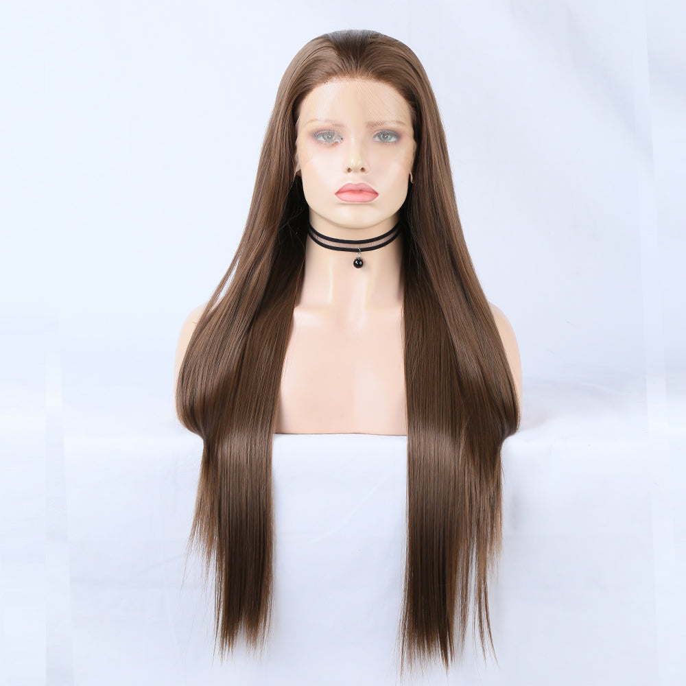 Wig Ladies Wig Front Lace Large Lace Ladies Chemical Fiber Wig Headgear Lace wigs Long Straight Hair eprolo