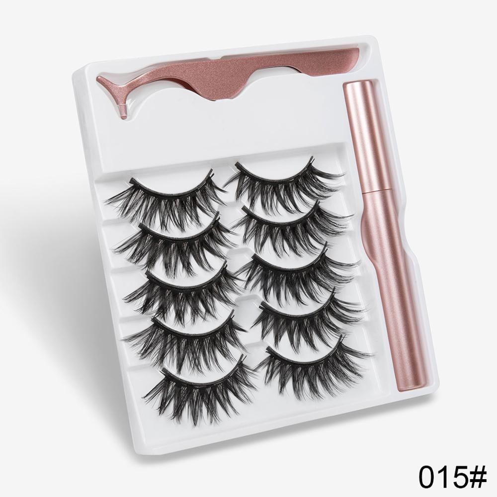 5 Pairs Magnetic Eyelashes Natural long Magnetic Eyeliner Magnetic False Eyelashes Tweezer Set Makeup Set Eyelash Extension eprolo