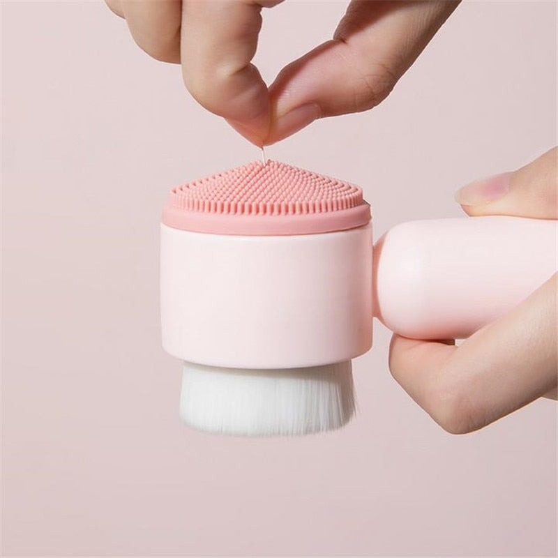 Portable Double Side Silicone Facial Cleanser Brush Soft Hair Face Massage Washing Brush Blackhead Remover Skin Care Tool 20#42 eprolo