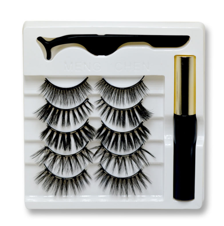 5pairs Magnet Eyelash Magnetic Liquid Eyeliner& Magnetic False Eyelashes & Tweezer Set Waterproof Long Lasting Eyelash Extension eprolo