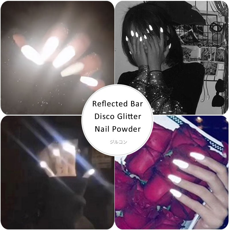 1Box Reflective Nail Glitter Powder Shiny Dust Glow In The Dark For Bar Disco Sparkling Pigment Fluorescent Nail Art Decorations eprolo