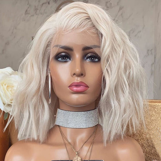 Wig 60# Ladies Front Lace Chemical Fiber To Shoulder Short Curly Wig Headgear eprolo